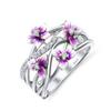 Популярное женское кольцо с цветочным клеем и фиолетовым цветком, европейское и американское бриллиантовое обручальное кольцо