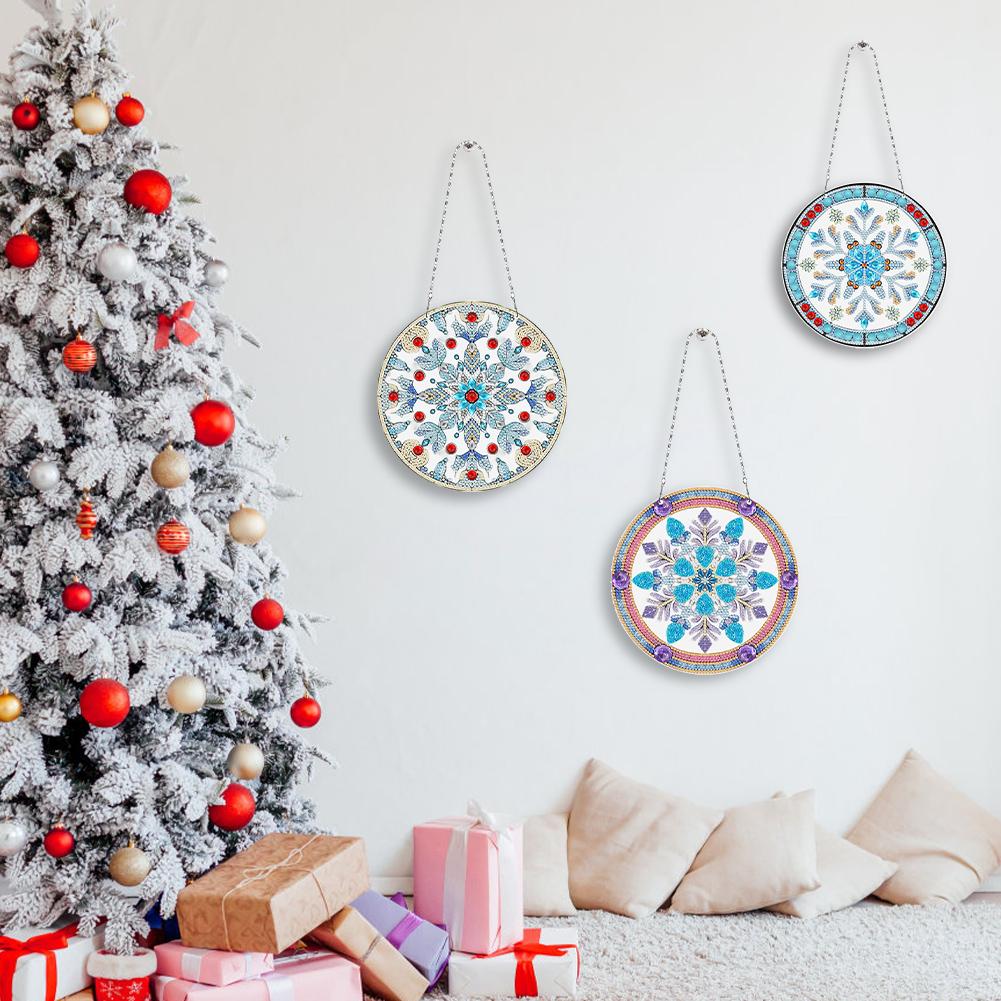 Diamond Painting Set 3Pcs 2D/Flat DIY Rhinestone Diamond Art Window Pendants Diamond Art Pendant Home Wall Decoration Crafts