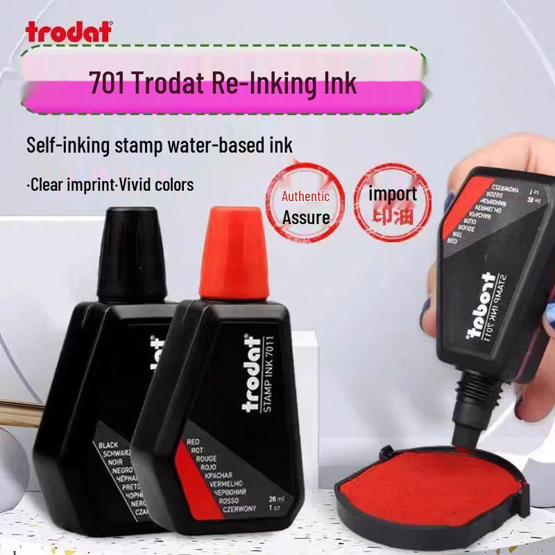 Trodat 7011 Quick-Dry Red & Black Self-Inking Stamp Ink for Official Seals