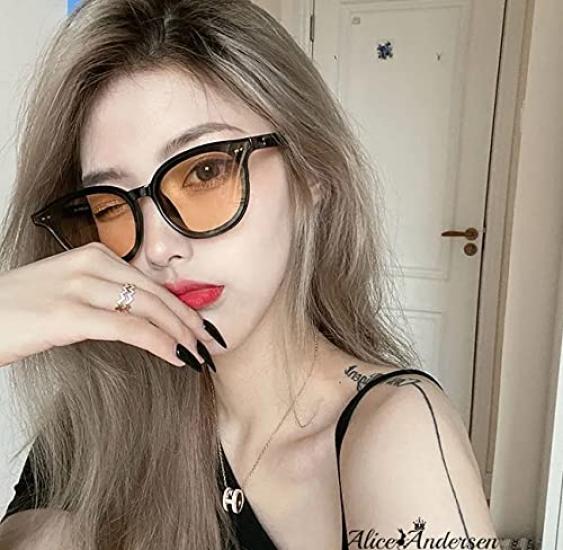 Цвет оправы линзы солнцезащитные очки Джонни Депп прозрачные линзы очки тренд модные очки мужчины женщины [ALICE ANDERSEN] (Голубой/черный)