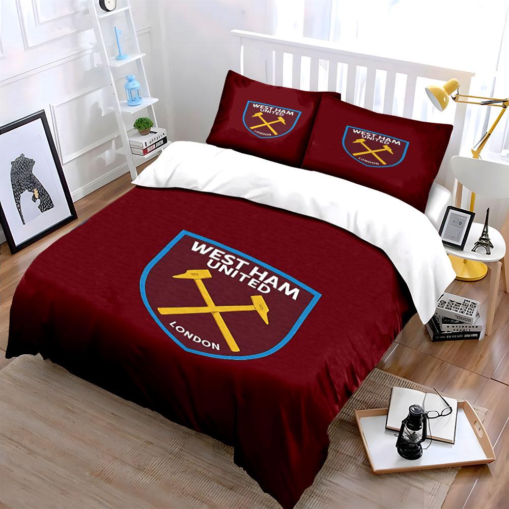 West Ham United Bedding Set Bedding Duvet Cover Set Duvet Cover Pillowcases (1 * Duvet Cover 2 * Pillowcases, without duvet insert)