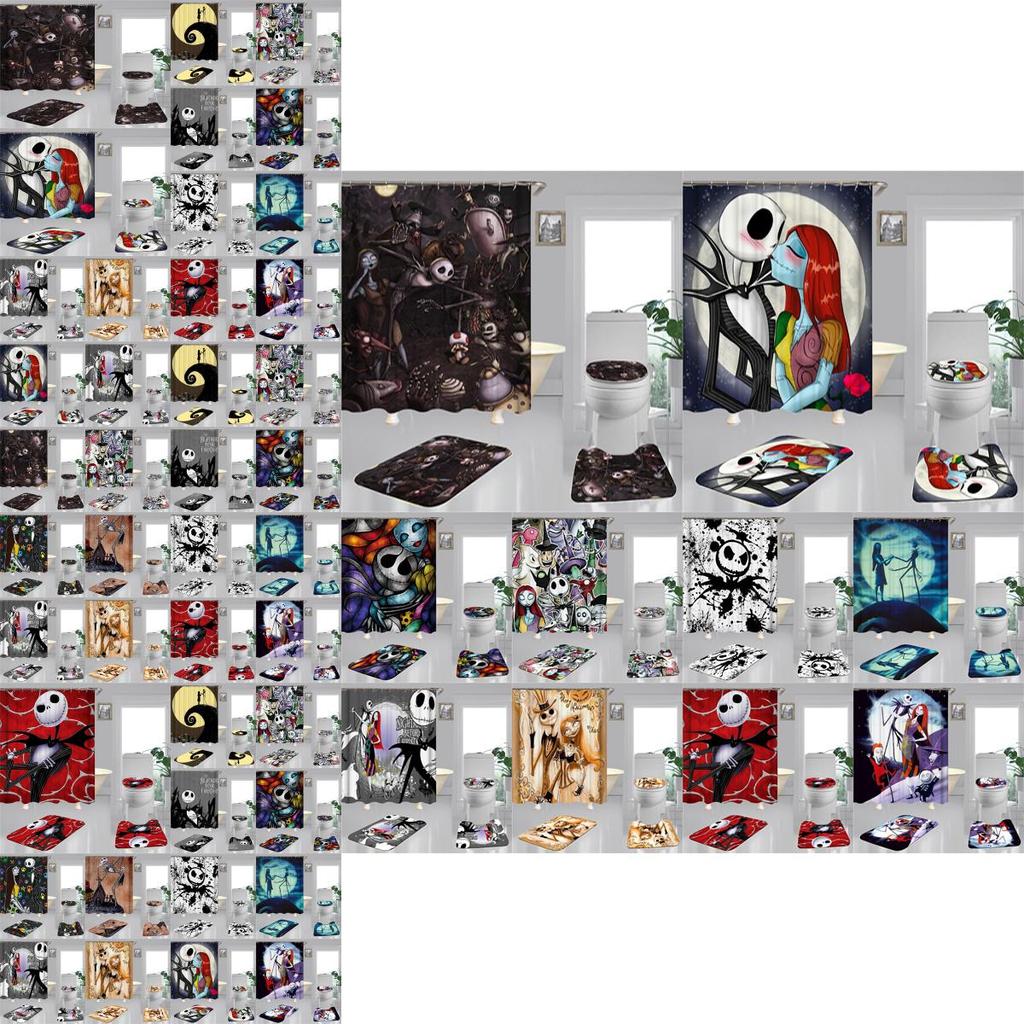 The Nightmare Before Christmas Bathroom Set With High Quality Shower Curtain And Mats