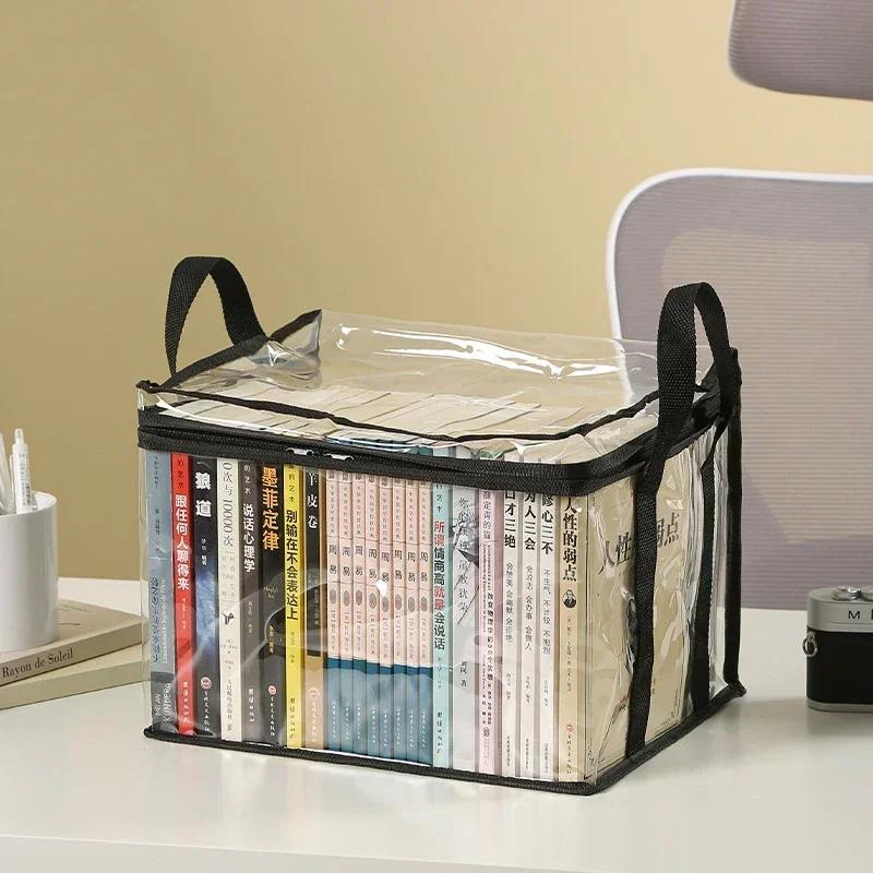 Foldable book box student dormitory classroom book organizer transparent waterproof household book organizing storage box Fun for All Ages