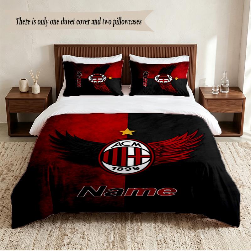 AC Milan Personalized Custom Name 3‑Piece Bedding Set Soft Duvet Cover Set For Bedroom Home Decor