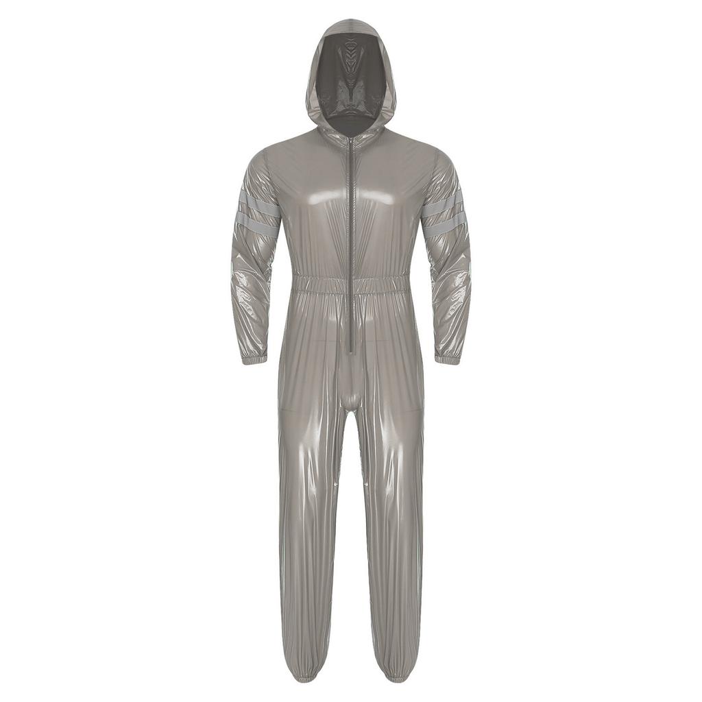 Мужской ВысокоВидимый Светоотражающий Комбинезон Водостойкий На Молнии Спереди Длинный Рукав Эластичная Талия С Капюшоном