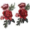 2Pcs/Set Rose Flowers Patch Floral Embroidered Applique Patches Sew On For Diy