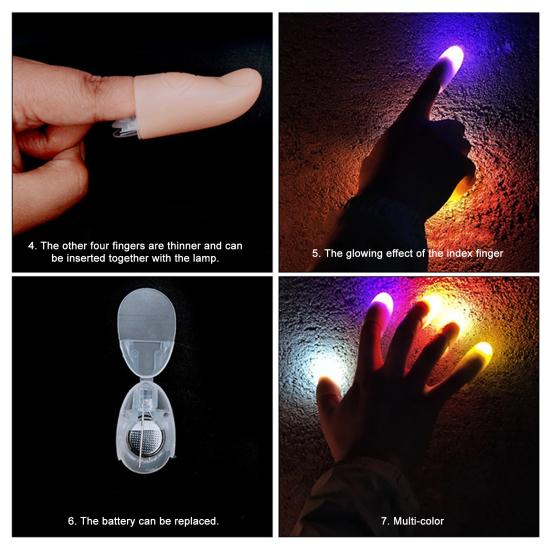 Волшебные светодиодные фонарики на пальцы, игрушка-розыгрыш, светящиеся мигающие кончики пальцев для магических сценических трюков, реквизит для выступлений