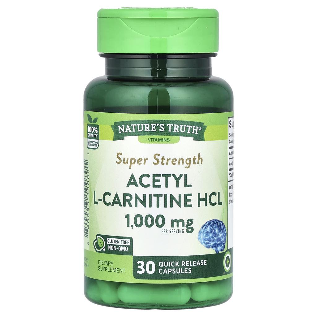 Nature's Truth, Acetyl l-Carnitine HCL, Super Strength, 1,000 mg, 30 Rapid Release Capsules (500 mg per capsule)
