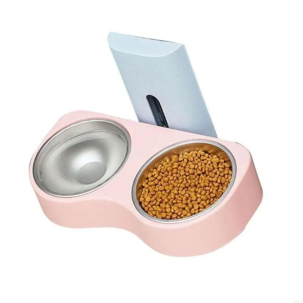 Space Saving Dog Eatting Bowl Double Bowl Pet Feeding Bowl Cats Watering Bowl for Small Dogs
