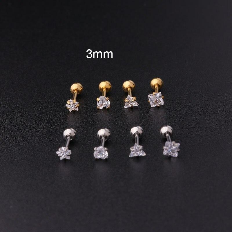 2 шт., серьги-гвоздики из нержавеющей стали 316L для пирсинга козелка, серьги-гвоздики для женщин, геометрический цирконий, кольцо для губ, ювелирные изделия для хряща