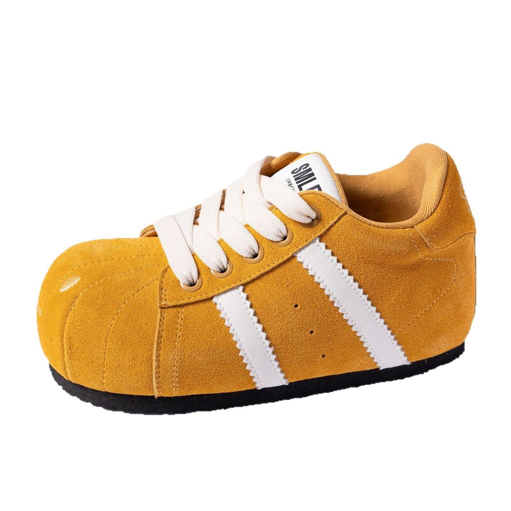 SMILEY смайлик ракушка голова белые туфли на толстой подошве женские увеличивающие гусеничные уродливые милые для работы повседневные туфли-хлебцы