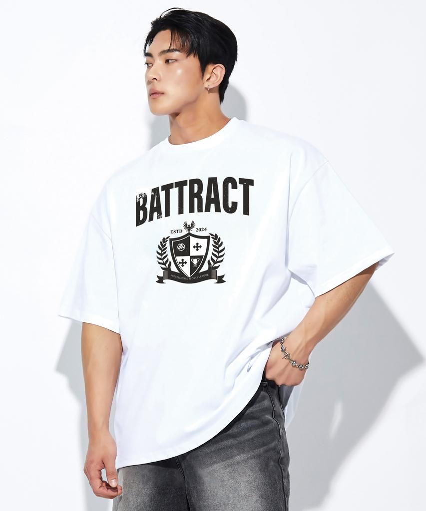 BATTRACT Shield Print Oversized Short Sleeve_White