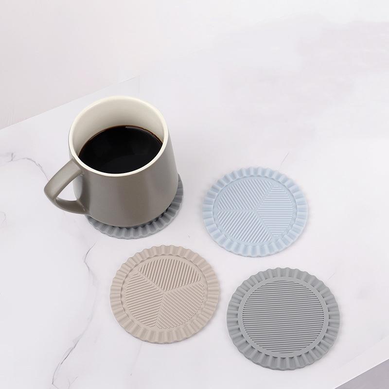 Круглые полосатые силиконовые подставки под чашки, кофейные чашки, кружки, простые теплоизоляционные, нескользящие коврики, для дома и декора, кухонная утварь