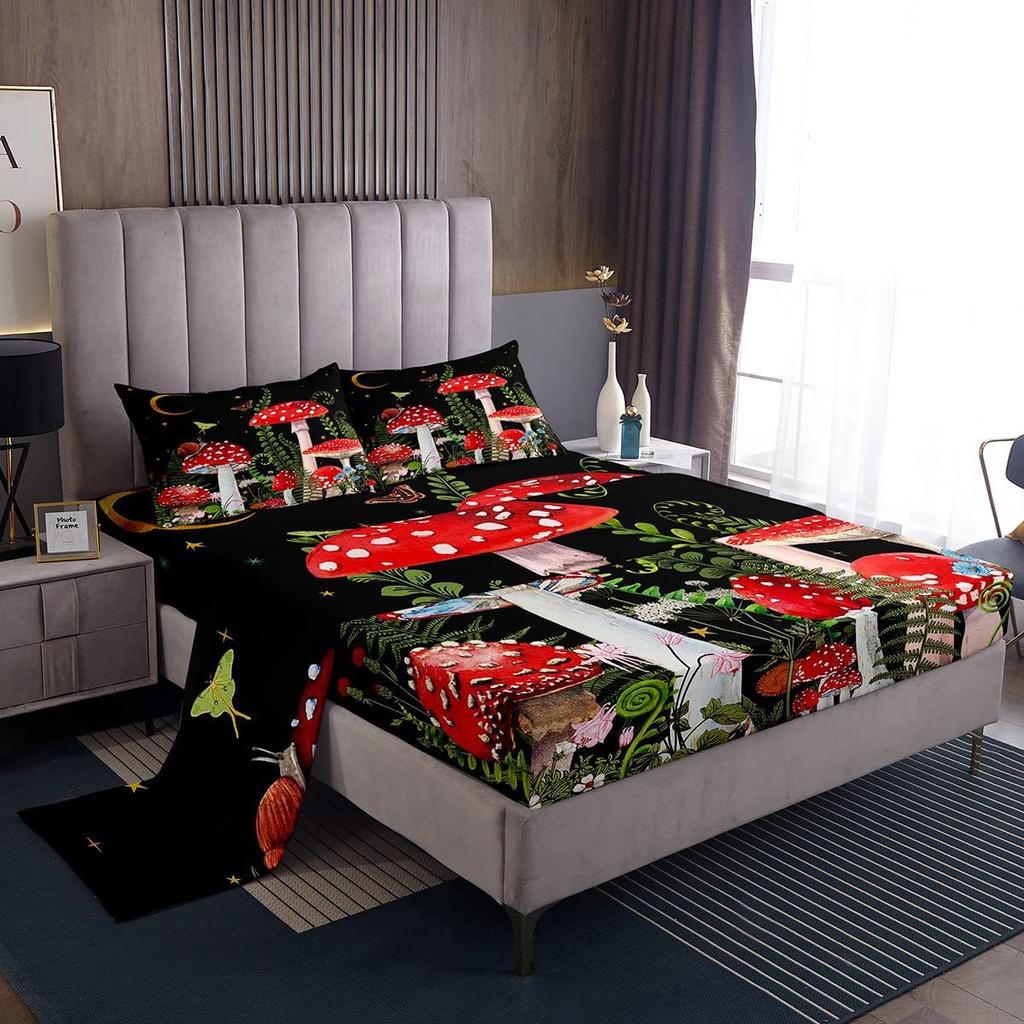 Cute Cartoon Ghost Pattern Bed Hat Four-piece Bedding Set Bedroom Dormitory Bedding Decoration