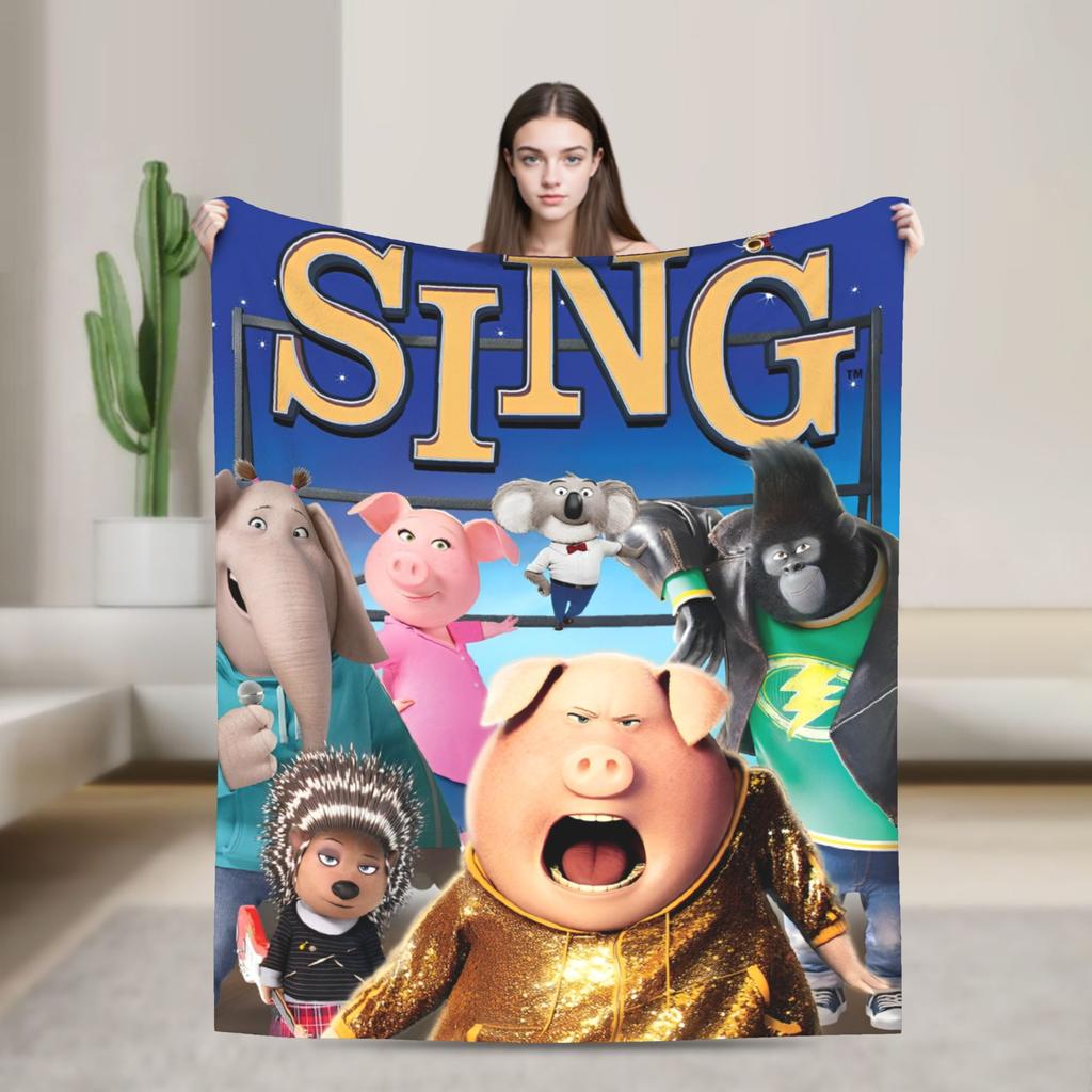 Мягкие теплые одеяла для путешествий на самолете Sing 2 Все персонажи Плед Покрывало для гостиной Забавная накидка на диван-кровать