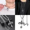 Men's Titaniums Steel Necklace Retro Flame Crucifix Charm Pendant Clavicle Chain Handmade Music Festival Jewelry