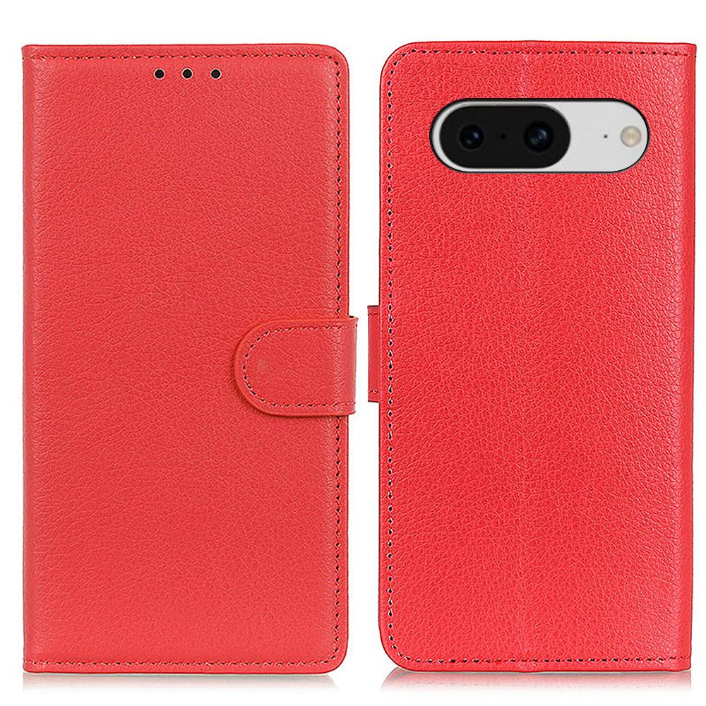 Mobile Case for Google Pixel 8 Litchi Texture Leather Wallet Flip Stand Drop-proof Phone Cover