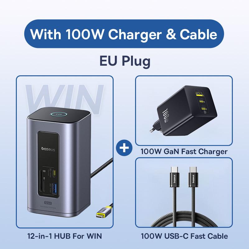 Baseus USB C HUB for Mac 12-in-1 DisplayPort HDMI 4K@60Hz MST Display for macOS Windows Docking Station USB 3.2 RJ45 PD 100W Hub