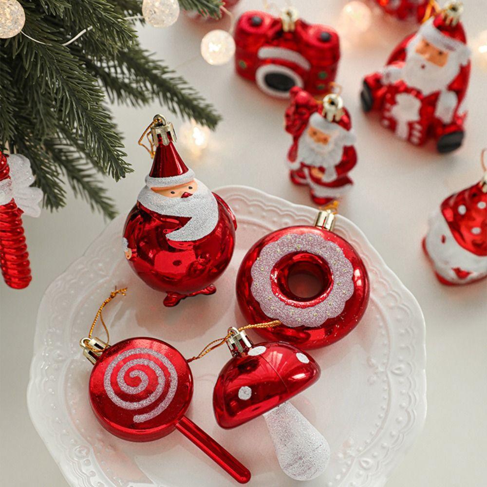 2PCS Santa Clause Xmas Ornament Ball Plastic Xmas Baubles Christmas Tree Ornament Scene Making