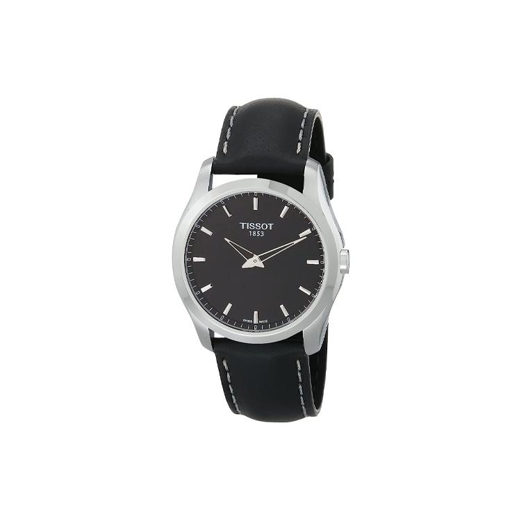 Tissot Кварцевый механизм 100м Водонепроницаемость Мужские часы Часы 39мм Черный циферблат Корпус из нержавеющей стали T035.446.16.051.02