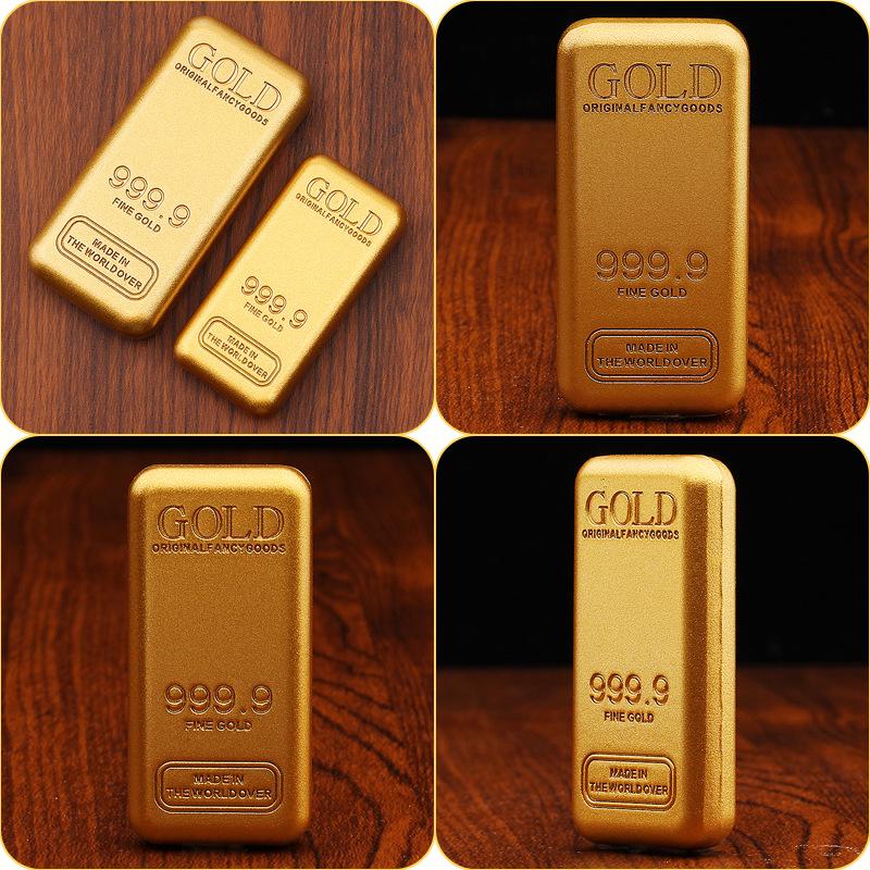 Boutique Sand Gold Bar Handmade Solid Gold Paperweight Ornament Prop