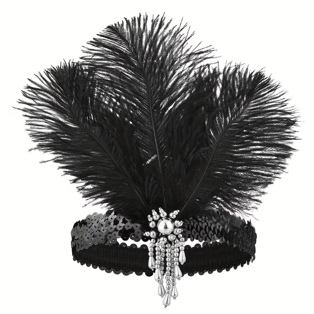 Retro Colorful Feather Headpiece Sequin Stage Performance Feather Headdress Decorative Hair Band Carnival Events