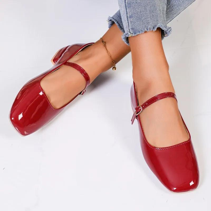Fashion Women Square Toe Low Heel Plus Size Shoes Women 2025 Shoes Female Buckle Strap Women's High Heels Fashion Office & Career Pumps