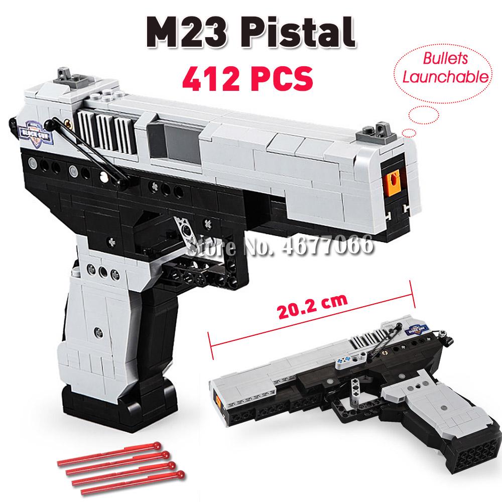 Toy Gun Building Blocks UZI Submachine Gun Model Military Bricks Weapon Set Kids Outdoor Toy for Children Boys