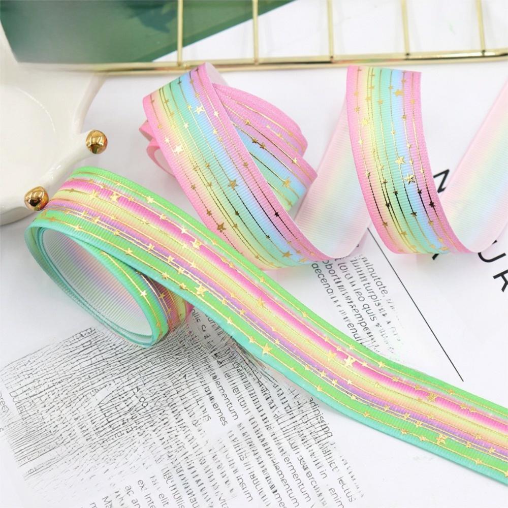 5 Yards Bronzing Stripe Ribbon Gradient Color Star Ribbon Gradient Ribbon Party Decoration