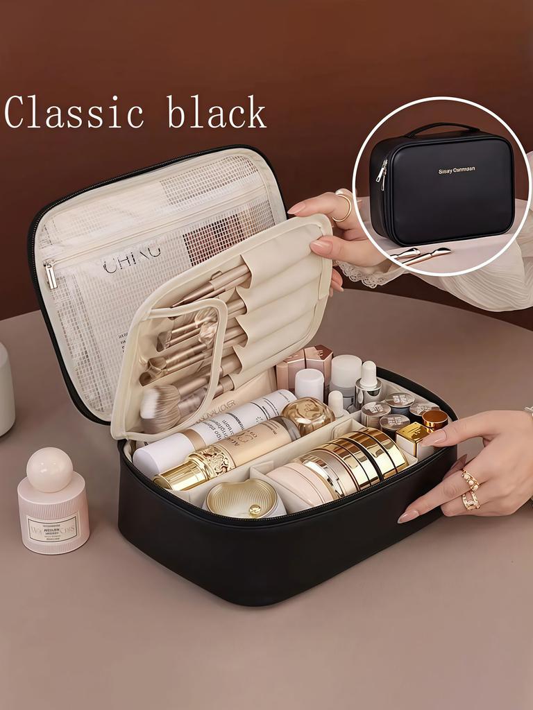 1 шт. Новая сумка для хранения косметики с бесплатным разделением для осени и зимы, большая вместимость, ощущение высокого класса, портативный дорожный косметический кейс