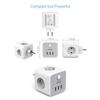 Tessan Черный/серый адаптер-удлинитель настенной розетки в форме куба с 3 розетками, 3 USB-портами, несколькими европейскими вилками, удлинителем, защитой от перегрузки