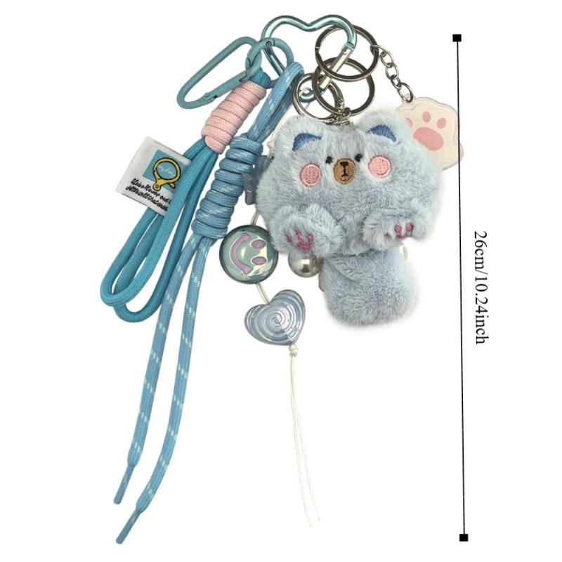 Bag Hanging Cat Plush Keychain Soft Cat Mobile Phone Chain Cartoon Cat Doll Pendant Bag Decoration