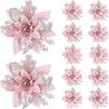 14.5cm 1pc/5pcs/10pcs Pink Christmas Flower Xmas Tree Decorative Flower Merry Christmas Decor For Home Wreath Door Window