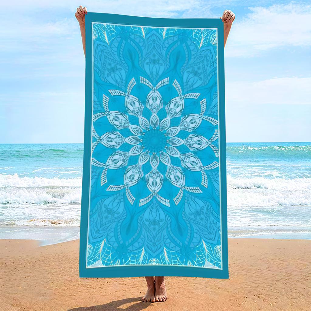 Пляжное полотенце большого размера из микрофибры: мягкое, быстросохнущее, с антипригарным покрытием, полосатый дизайн. Подходит для плавательных бассейнов и пляжей.