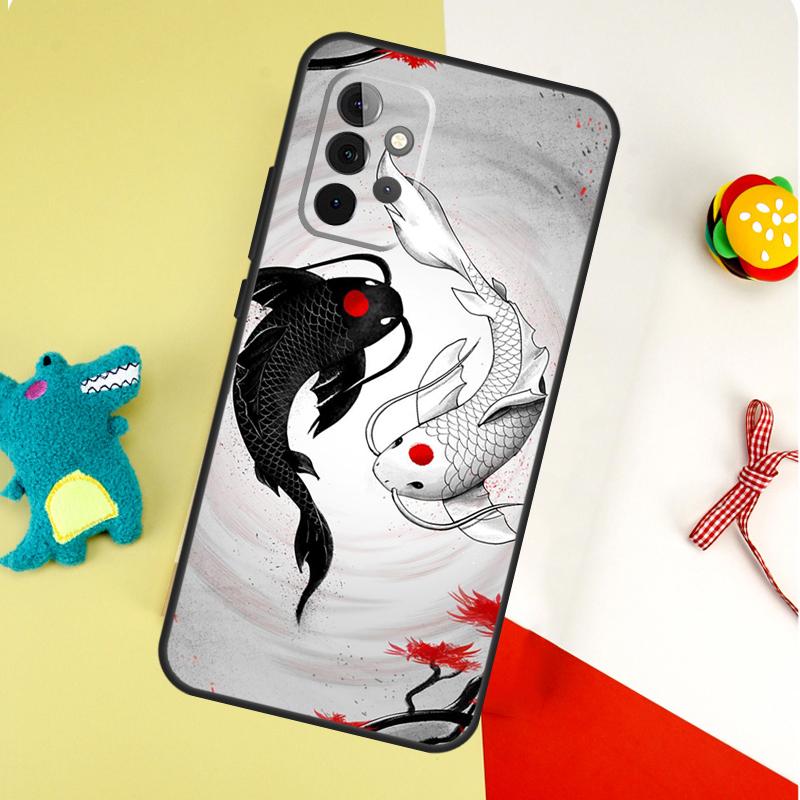 Чехол для телефона Samsung Galaxy A55 A35 A15 A54 A34 A14 A53 A33 A13 A05 A06 A16 A22 A32 A52 с изображением рыбы кои в стиле Инь-Ян