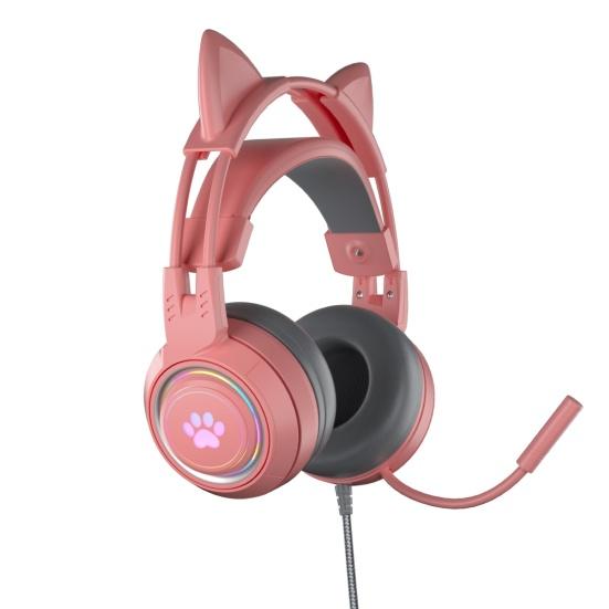 Проводные наушники SY-G25 Чувствительное шумоподавление Съемные кошачьи ушки 3,5 мм USB Всенаправленная игровая гарнитура для ноутбука