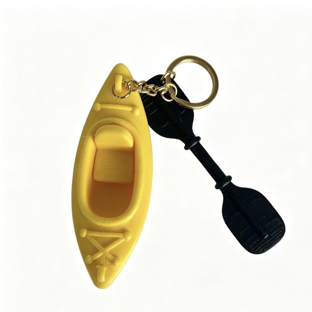 PLA Kayak Keychain 3D Shape Key Ring Decorative Trinket Canoe Pendant Gift