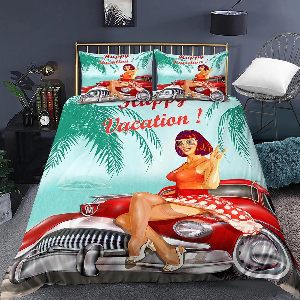 Пододеяльник «Эйфелева башня» Романтичный Современный Городское здание Парижа Красный и Синий Пододеяльник для пары Аксессуары Декор для девочки-подростка