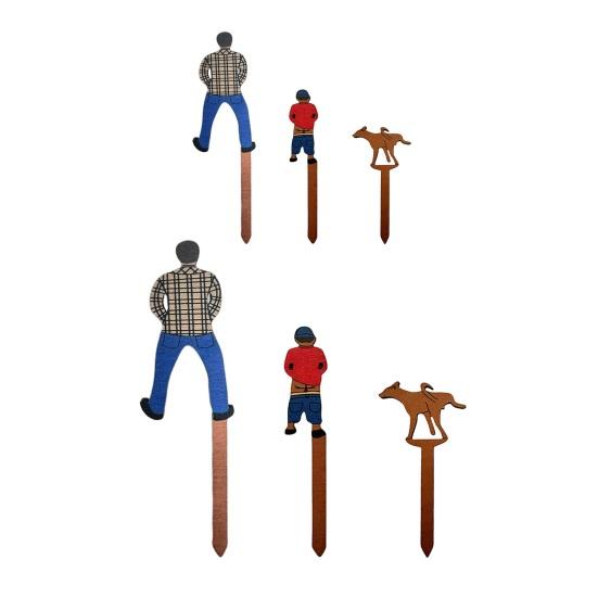 3 шт./набор Статуэтка растения для улицы Цветочные горшки Маленькие деревянные фигурки Водонепроницаемый Сад Дом Кашпо Украшение