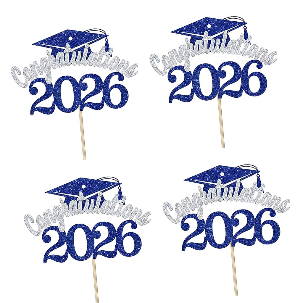 Принадлежности для выпускного 2026 года 4 шт. Топперы для торта Из бумажных материалов Дизайн Бумага Вставки для выпускного торта