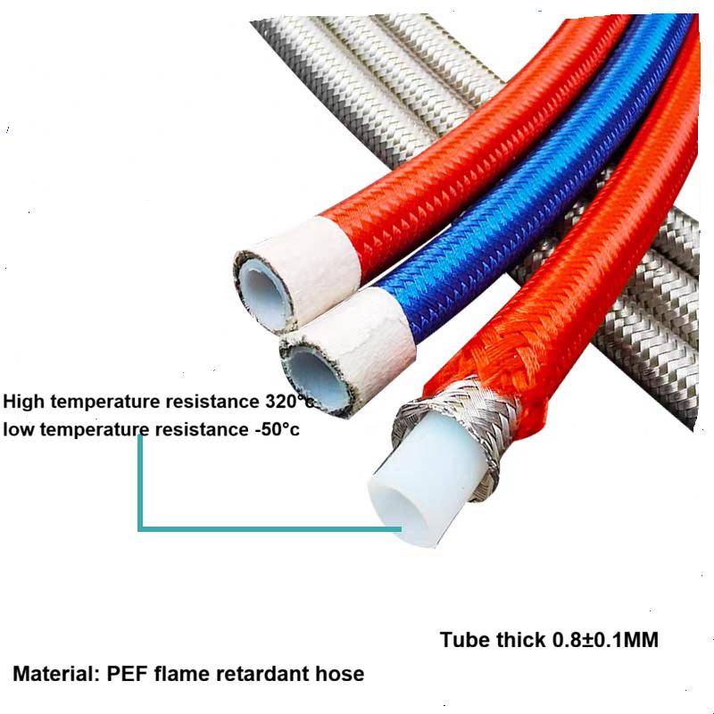 3/8" Silvery Mold oil temperature machine tube, high temperature resistant PTFE tube, stainless steel braided tube