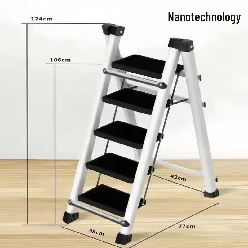 Folding Telescopic A-Frame Household Ladder, Thickened Step Stool, 3-4 Steps, Multifunctional Indoor Use.