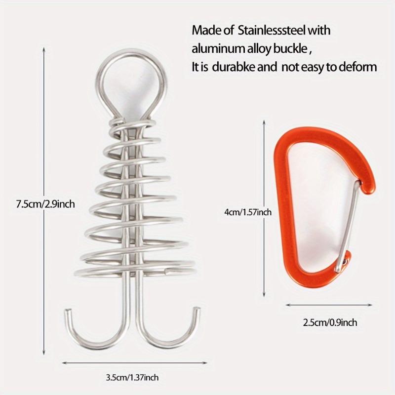 1pc Windproof Adjustable Anchor Pegs with Carabiner and Spring Buckle - Perfect for Camping and Outdoor Activities