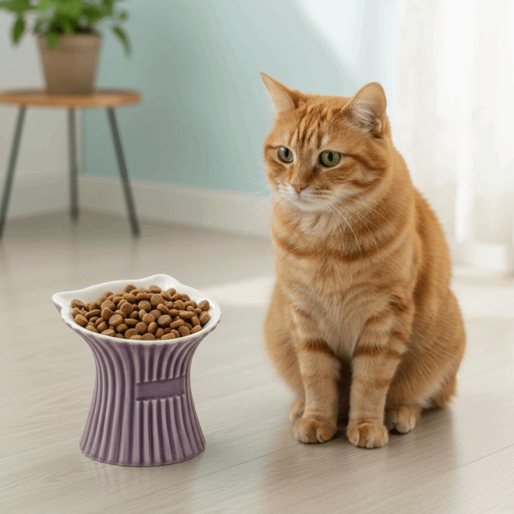 High Foot Dog Food Feeder Anti-Slip Base Cat Feeding Dish Cute Pet Drinking Bowl Food Feeding