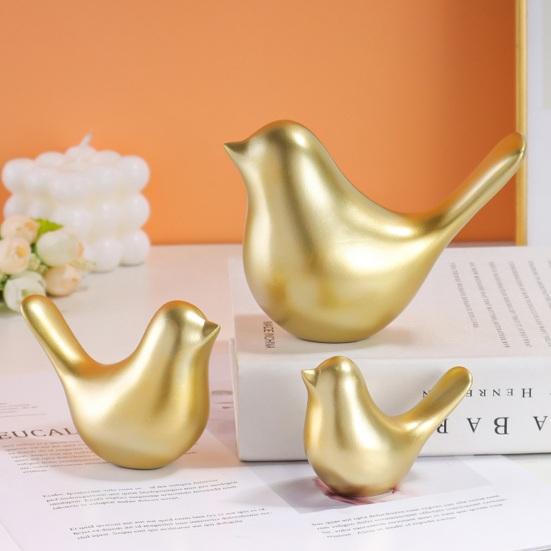 Golden Bird Figurine Nordic Style Adorable Smooth Animal Bird Statue Miniature Sculpture Desktop