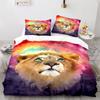 Lion Duvet Cover Set 3D Print Wild Animals Colourful King Queen Size For Kids Teens Adults Bedding Set Polyester Comforter Cover