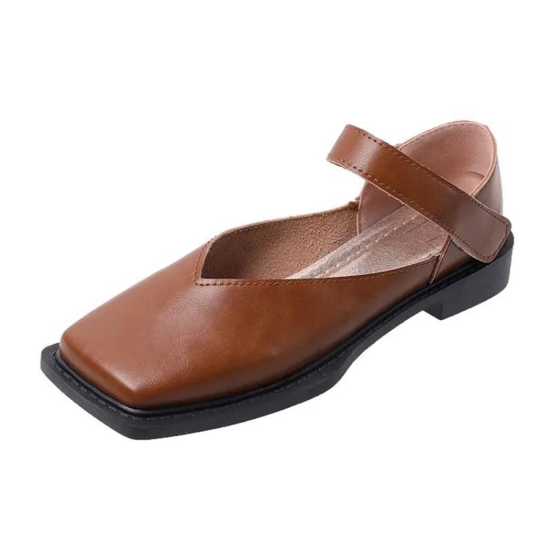 Балетки на низком каблуке, женские повседневные женские кроссовки с квадратным носком, туфли на плоской подошве, мягкое балетное платье с открытым носком, удобное ретро