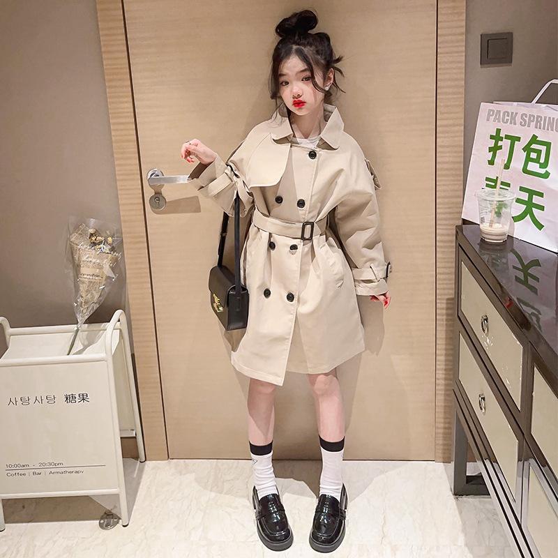 Ветровка для девочек Весенняя и осенняя одежда Детские качественные модные куртки Ветровки в британском стиле для больших детей