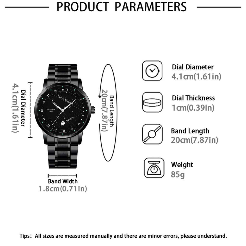 Men's Minimalist Watch Classic Business Watch Large Dial Men's Watch Hands Quartz Men's Watch Round Men's Watch