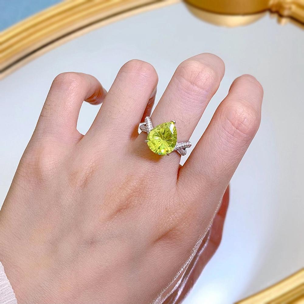 Модное кольцо из белого золота 18 карат с грушей 10*12 мм, граненый сапфир, кольцо с драгоценным камнем, обручальное, юбилейное, ювелирное изделие из стерлингового серебра 925 пробы